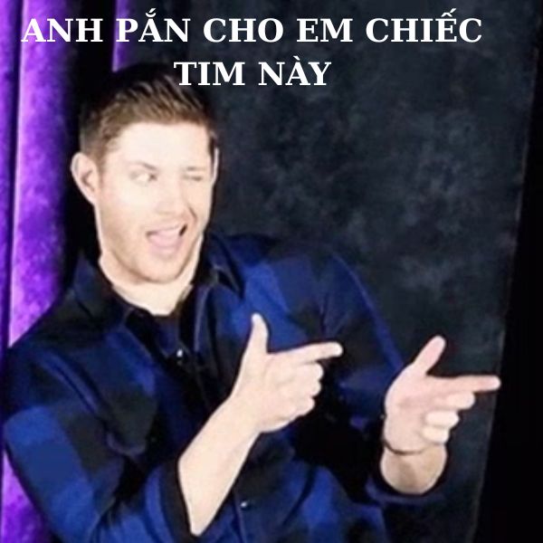 meme chỉ tay bắn tim